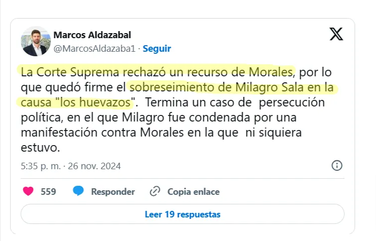 La-Corte-Suprema-ratificó-el-sobreseimiento-de-Milagro-Sala-en-la-causa-Huevazos