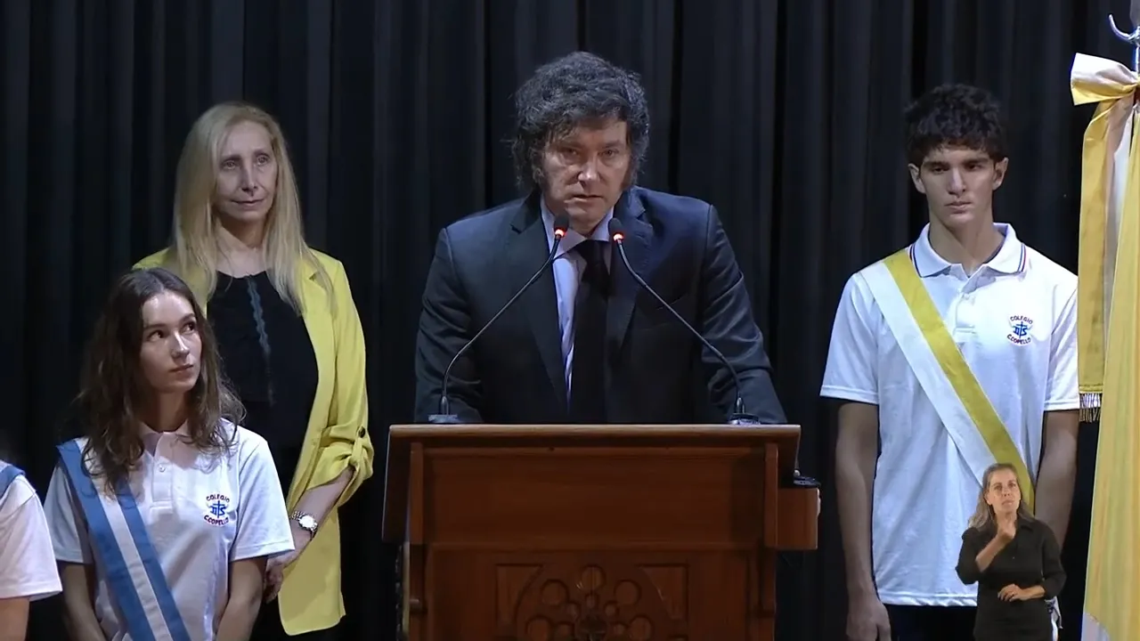 El Presidente Javier Milei en la apertura ciclo lectivo 2024 del Colegio Cardenal Copello